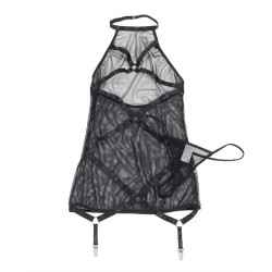 Subllime - Robe Transparente  Col Dos Noir L/Xl